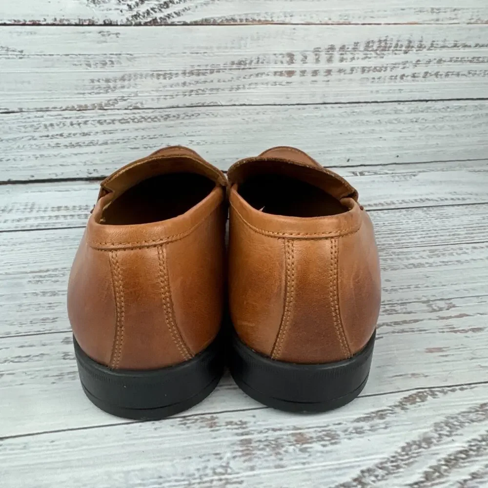 Bruno Magli Ricci Penny Mens Sz 9.5 Loafers Cognac Brown Leather - WORN ONCE